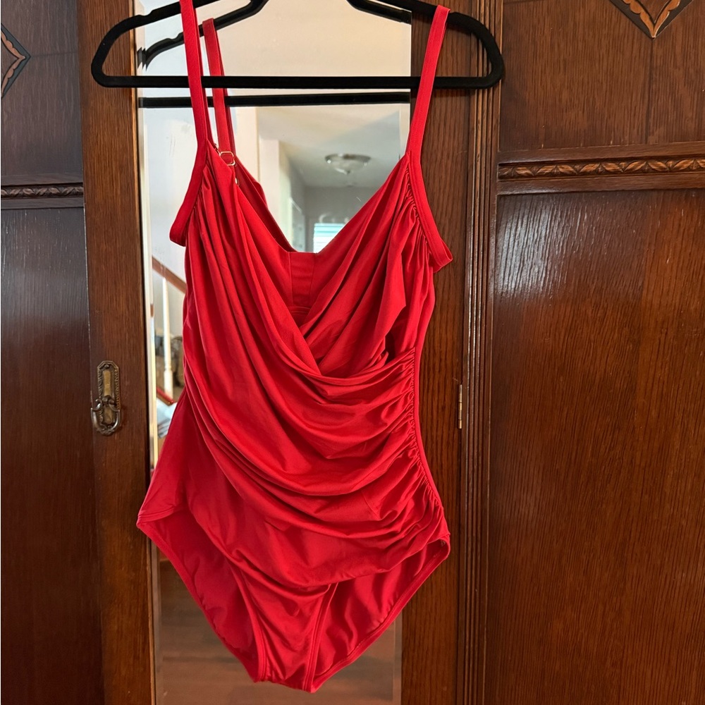 Jantzen Red Draped One-Piece Swimsuit